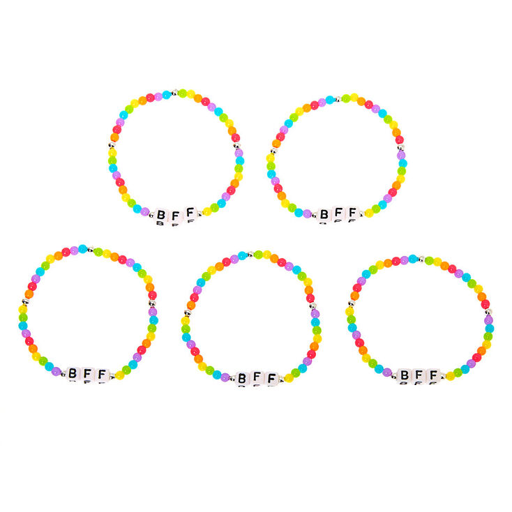 Rainbow Bead Stretch Friendship Bracelets - 5 Pack,