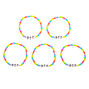 Bracelets d&rsquo;amiti&eacute; &eacute;lastiques perl&eacute;s arc-en-ciel - Lot de 5,