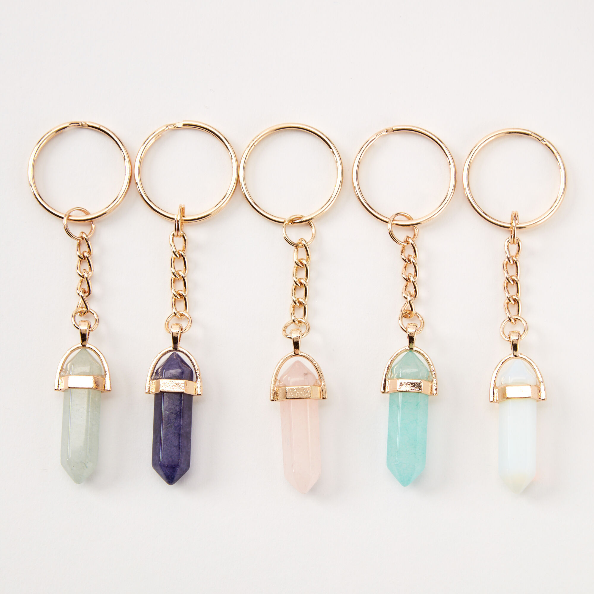 View Claires Pastel Crystal Best Friends Keyrings 5 Pack Gold information