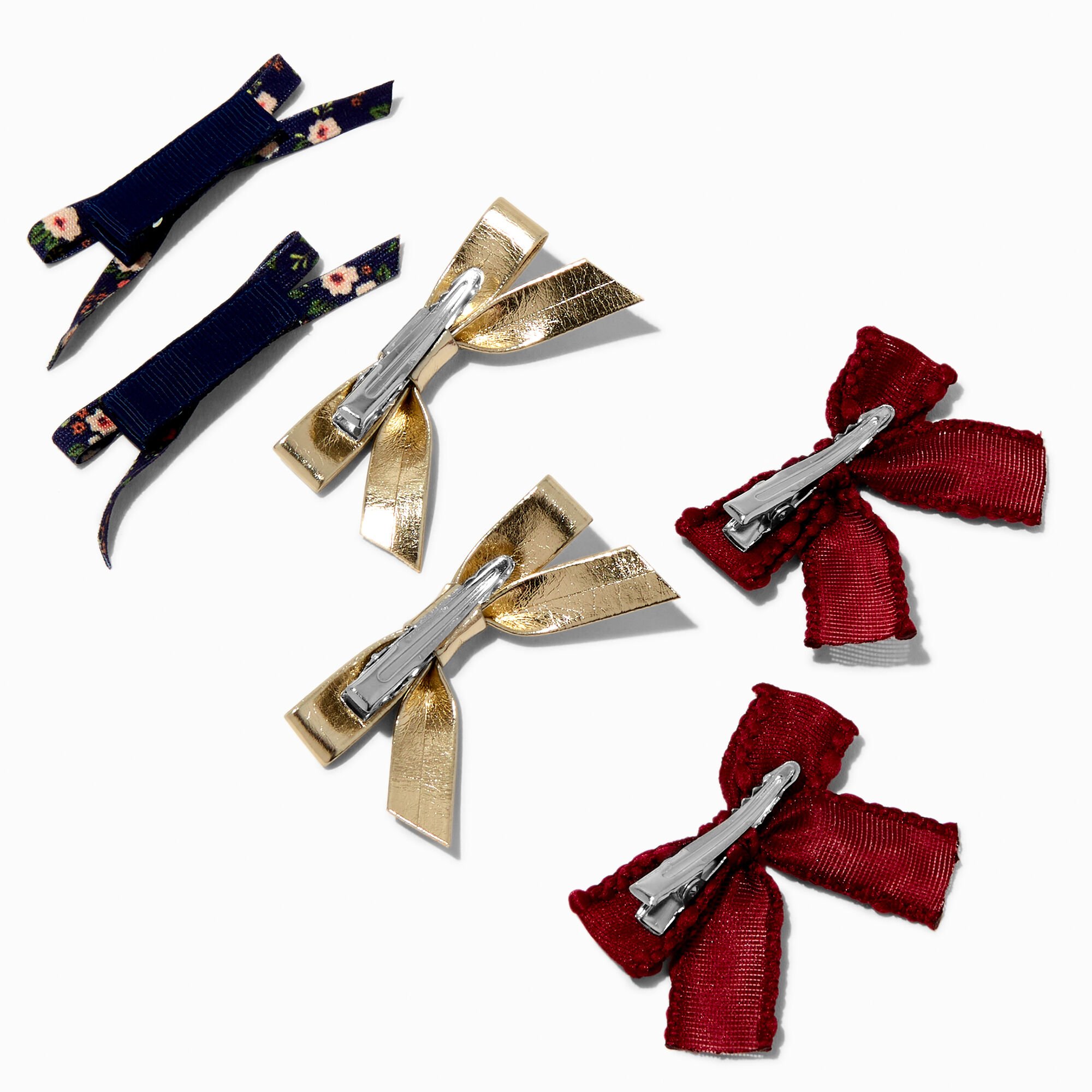 Claire's Club Fall Print Hair Bow Clips - 6 Pack,