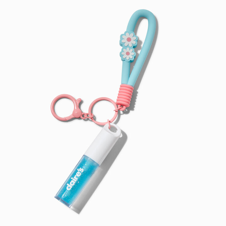Blue Daisy Lip Gloss Keychain,