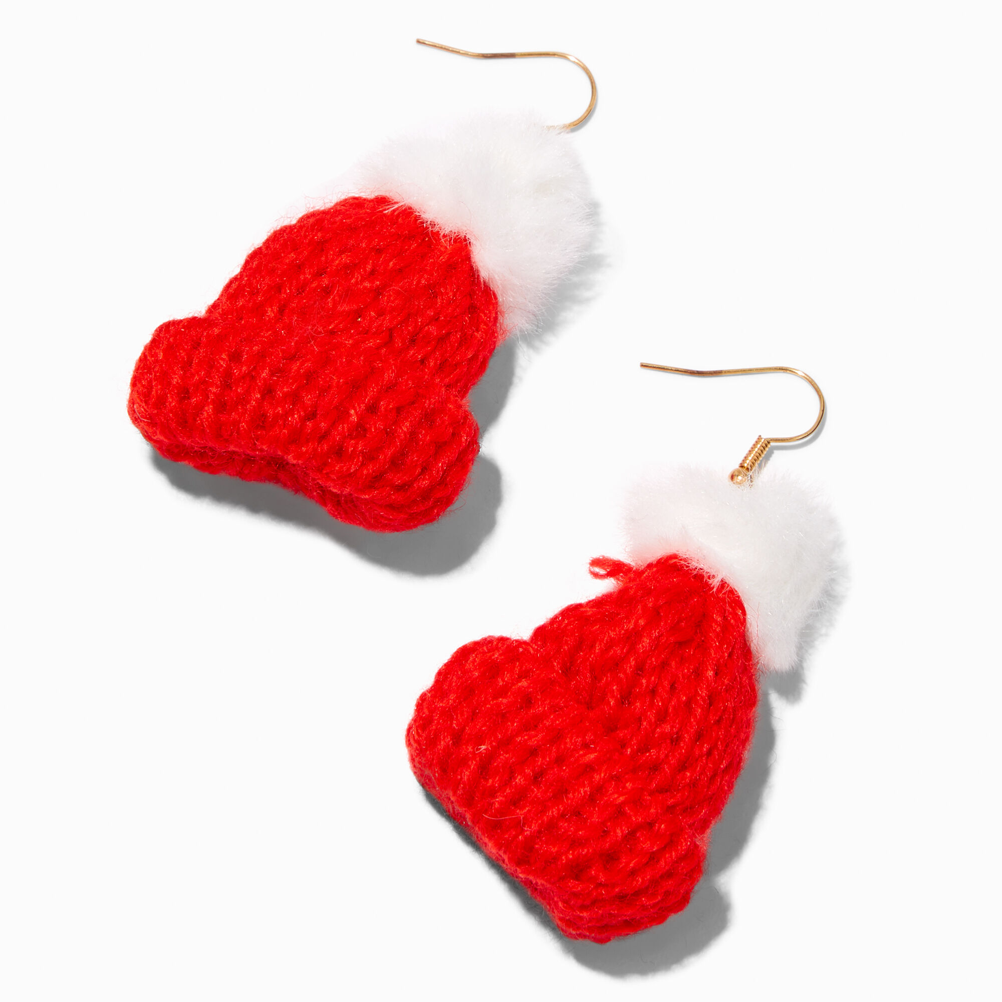 View Claires Knit Hat 2 Drop Earrings Red information