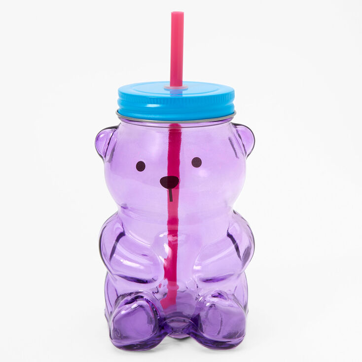 Purple Mason Jar Bear Tumbler,