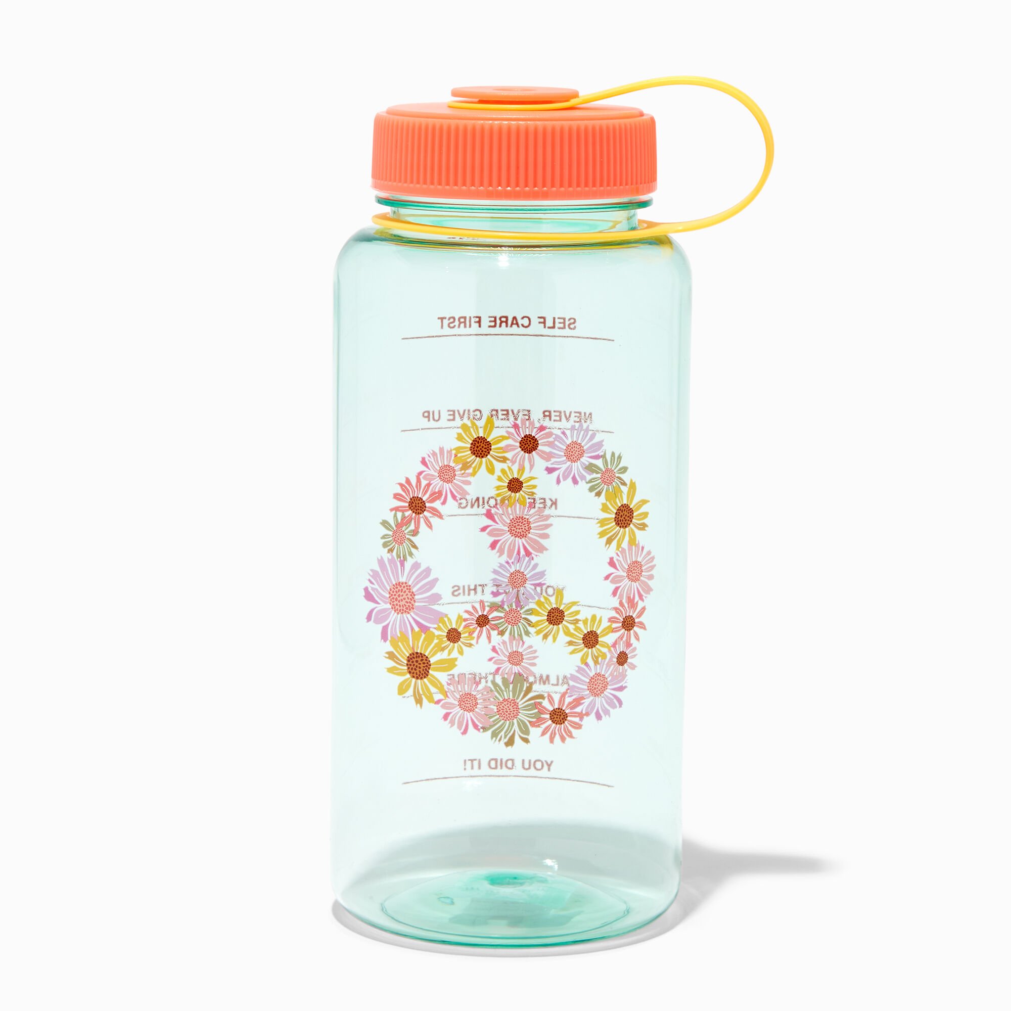 View Claires Daisy Peace Sign Motivational Water Bottle information