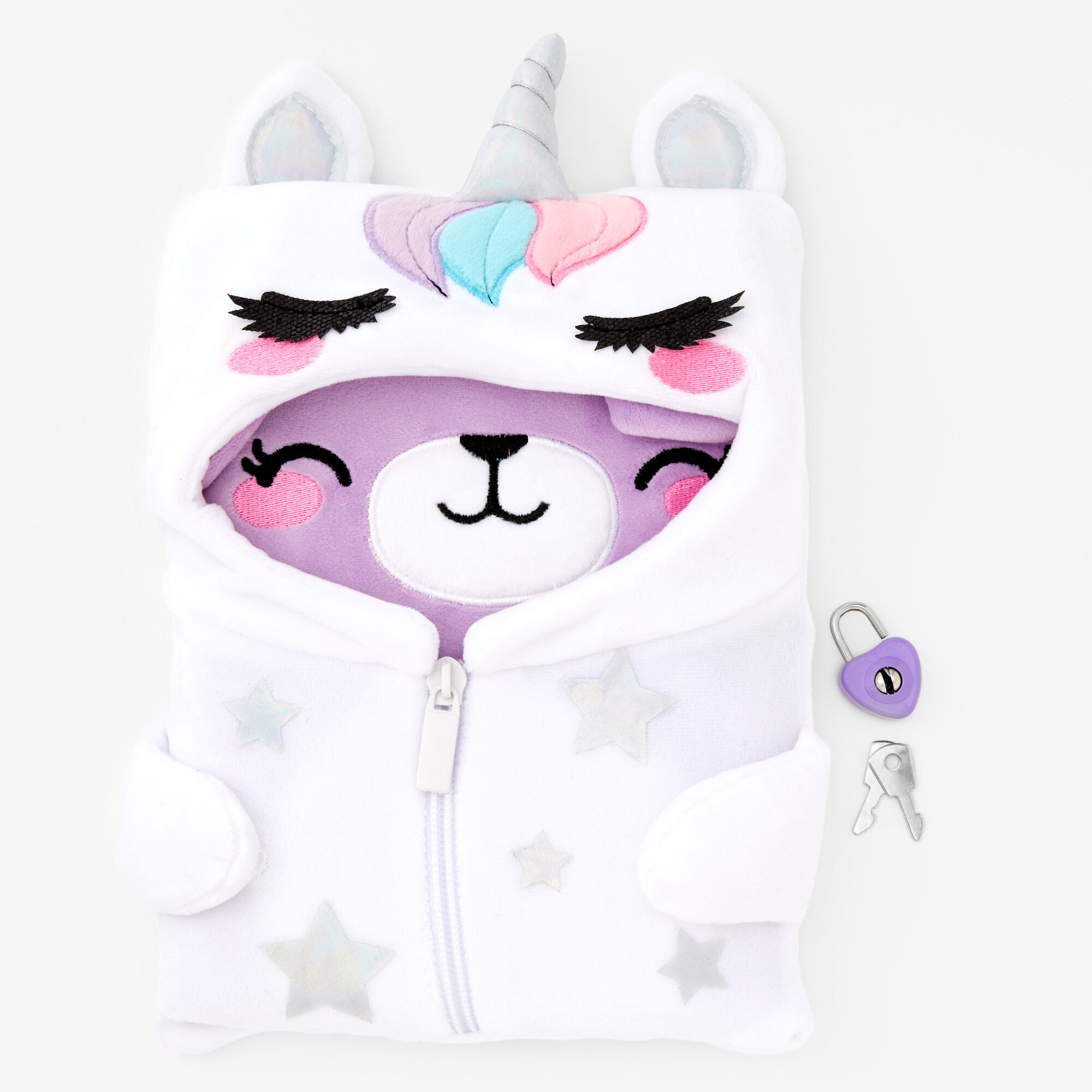 Unicorn Hoodie Dog Lock Diary Claire s US
