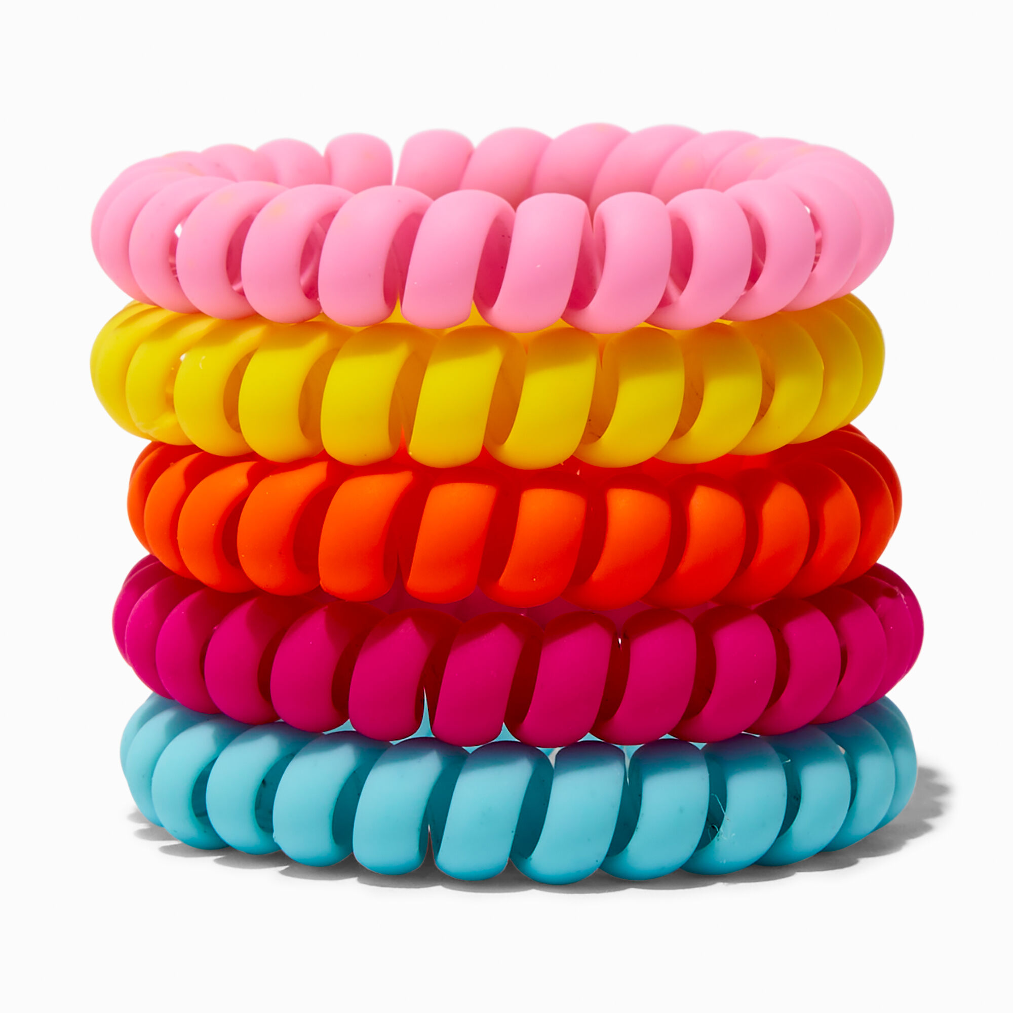 View Claires Club Pastel Coil Bracelets 5 Pack Rainbow information