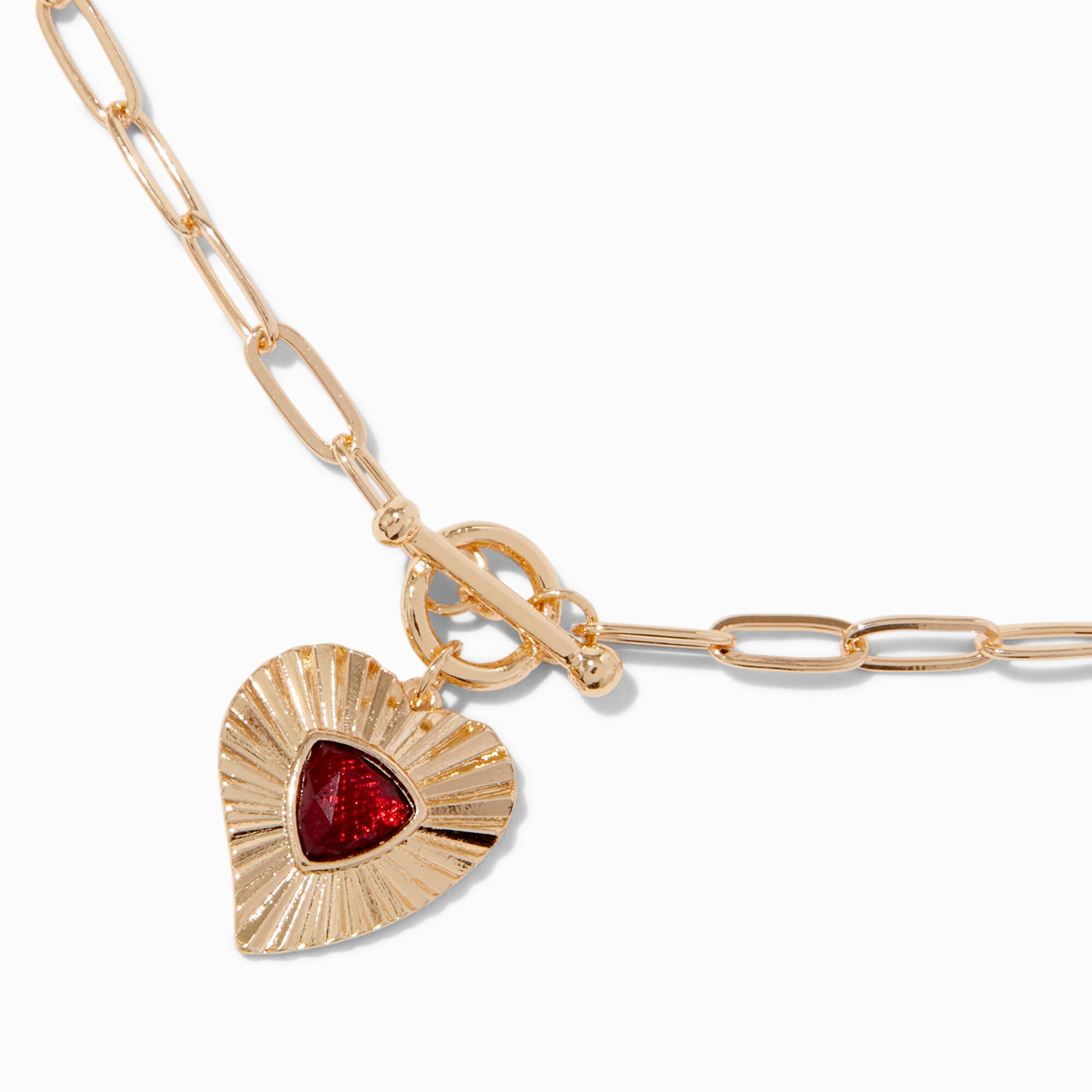 Burgundy Red Heart Pendant Necklace,
