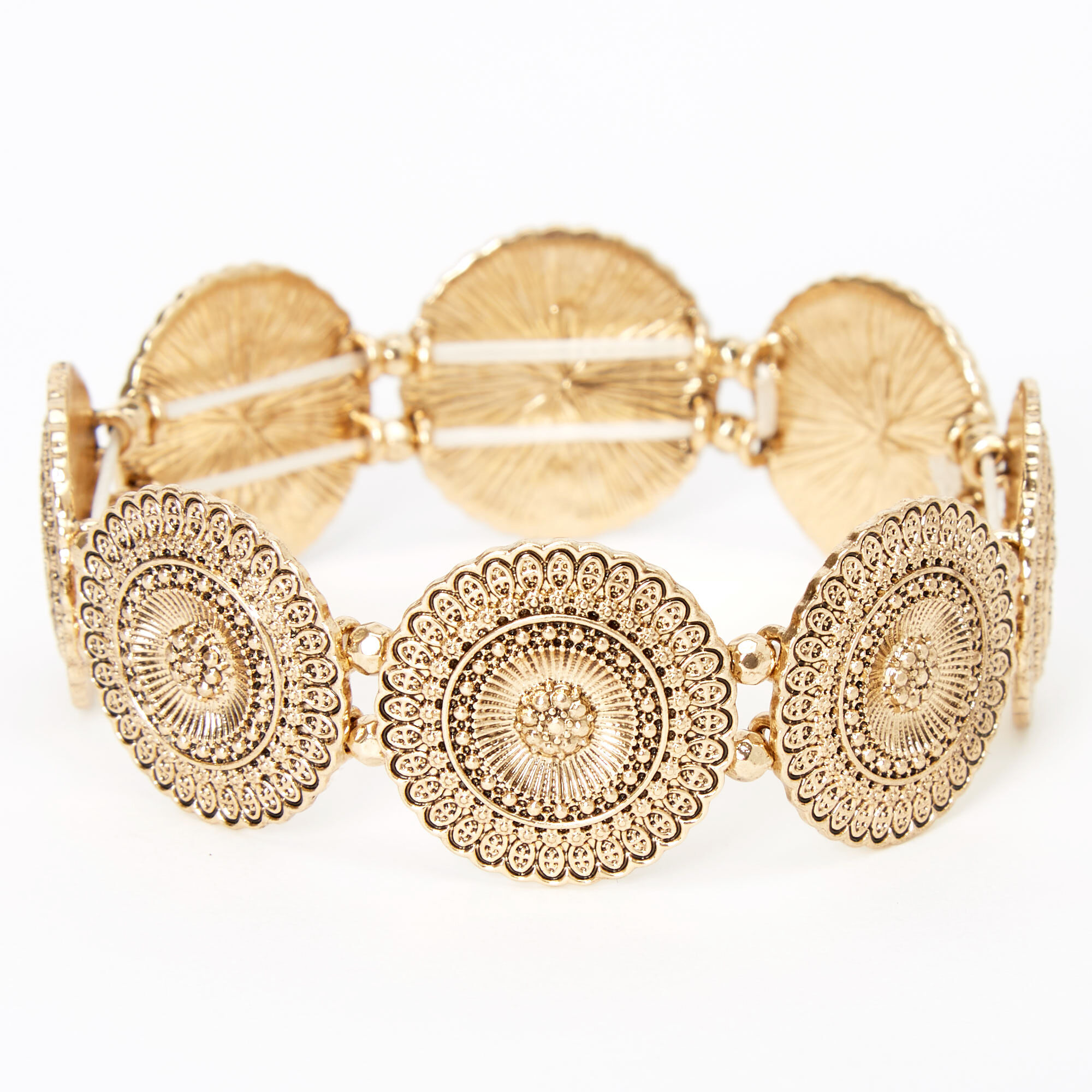Gold Filigree Medallion Stretch Bracelet,