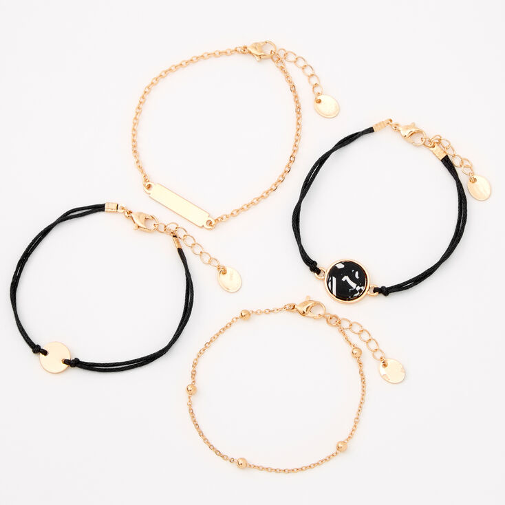 Claire's Bracelets chaînes à disques effet marbré couleur dorée - Noir, lot de 4