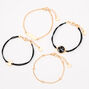 Gold Marble Disc Chain Bracelets - Black, 4Pack,
