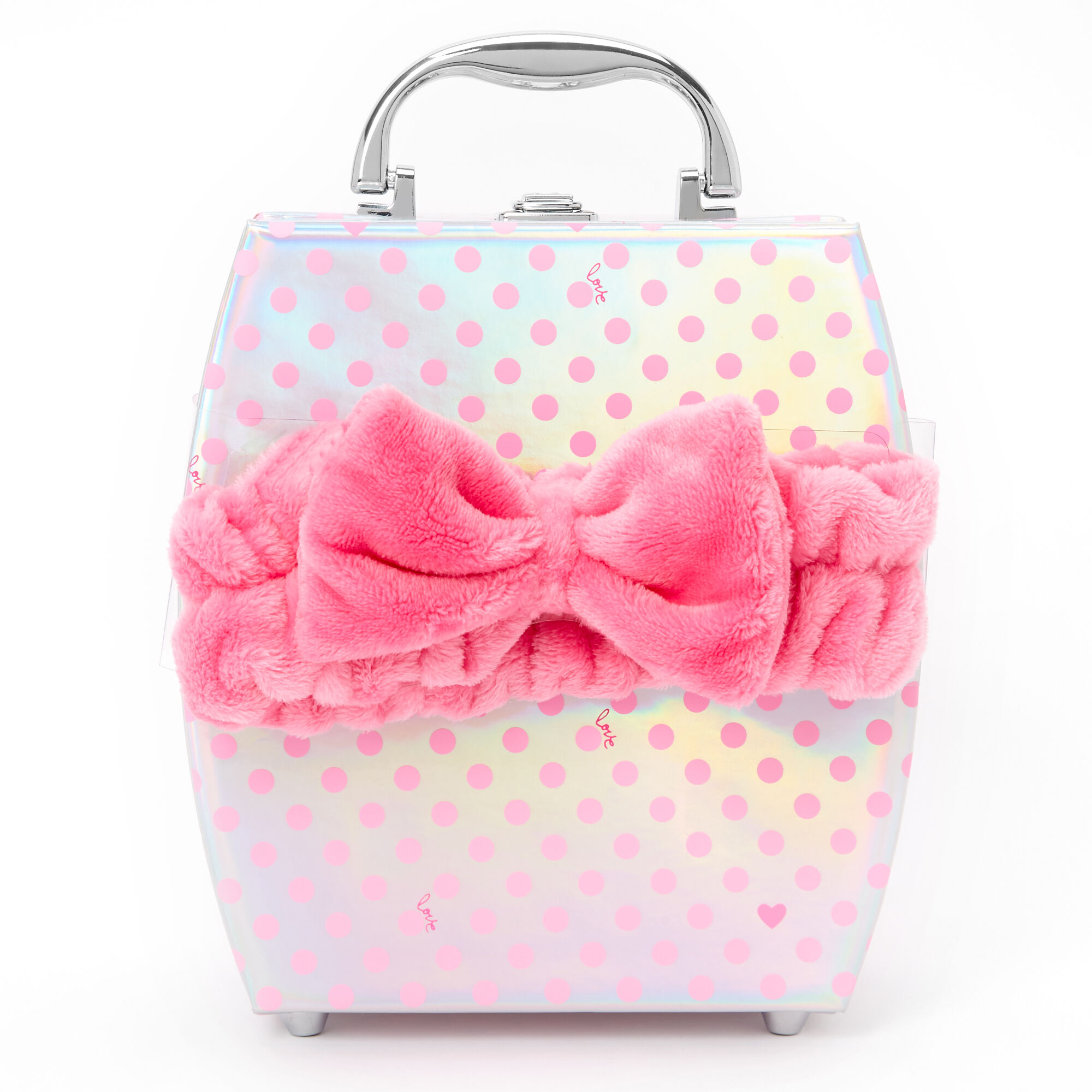Holographic Polka Dot Travel Case Makeup Set - Pink,