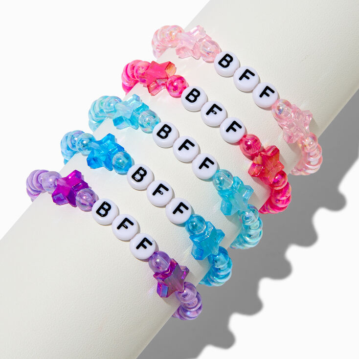 Best Friends Iridescent Star Beaded Stretch Bracelets - 3 Pack,