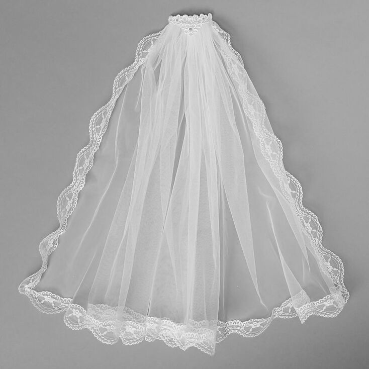 Claire's Peigne avec voile en dentelle Claire's Club - Blanc