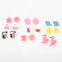 Glitter Tropical Animals &amp; Treats Stud Earrings - 9 Pack,