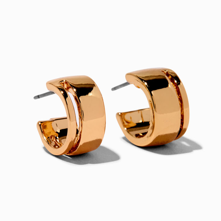 Gold-tone 10mm Wide Hoop Earrings,