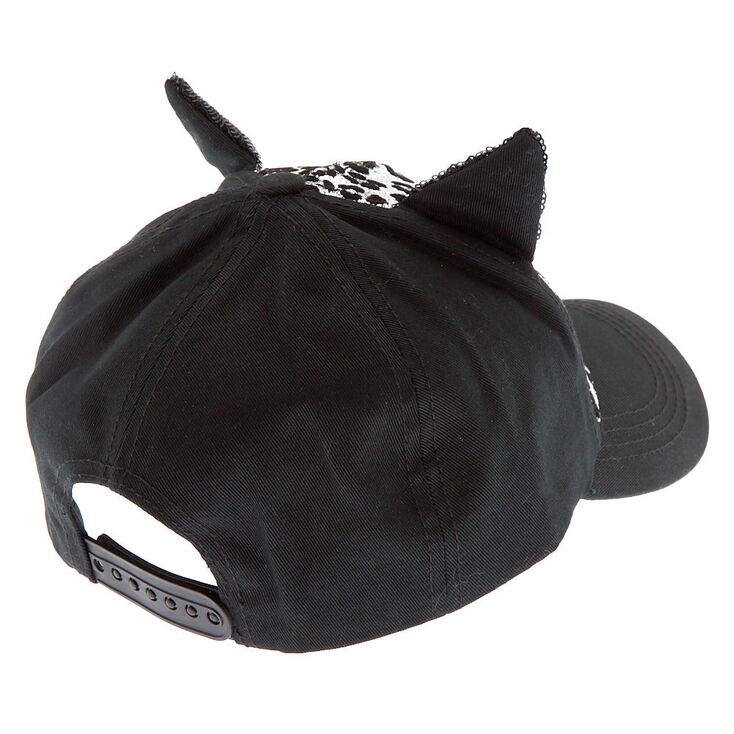 Casquette De Baseball Noire A Motif Leopard Avec Oreilles De Chat Et Sequins Claire S Fr