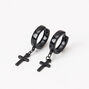 Black Cross 15mm Huggie Hoop Earrings,