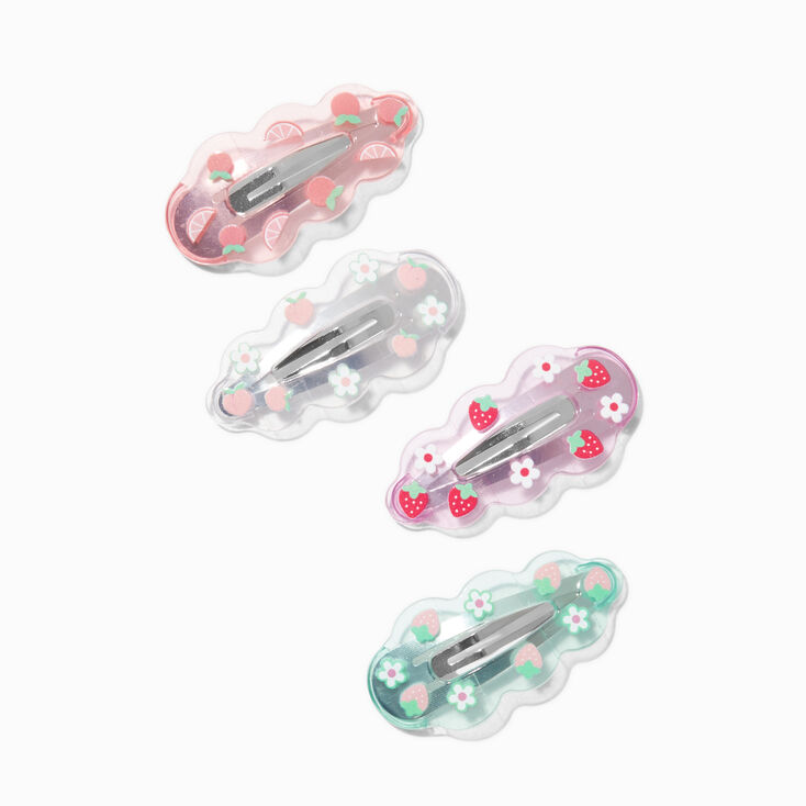 Claire&#39;s Club Translucent Fruit Wavy Snap Hair Clips - 4 Pack,