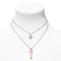 Pink Mystical Gem &amp; Sunburst Gold Multi Strand Necklace,