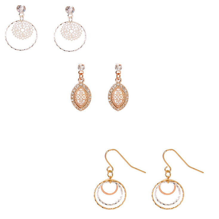 Claire's Pendantes en filigrane 2,5 cm en métaux mixtes - Lot de 3