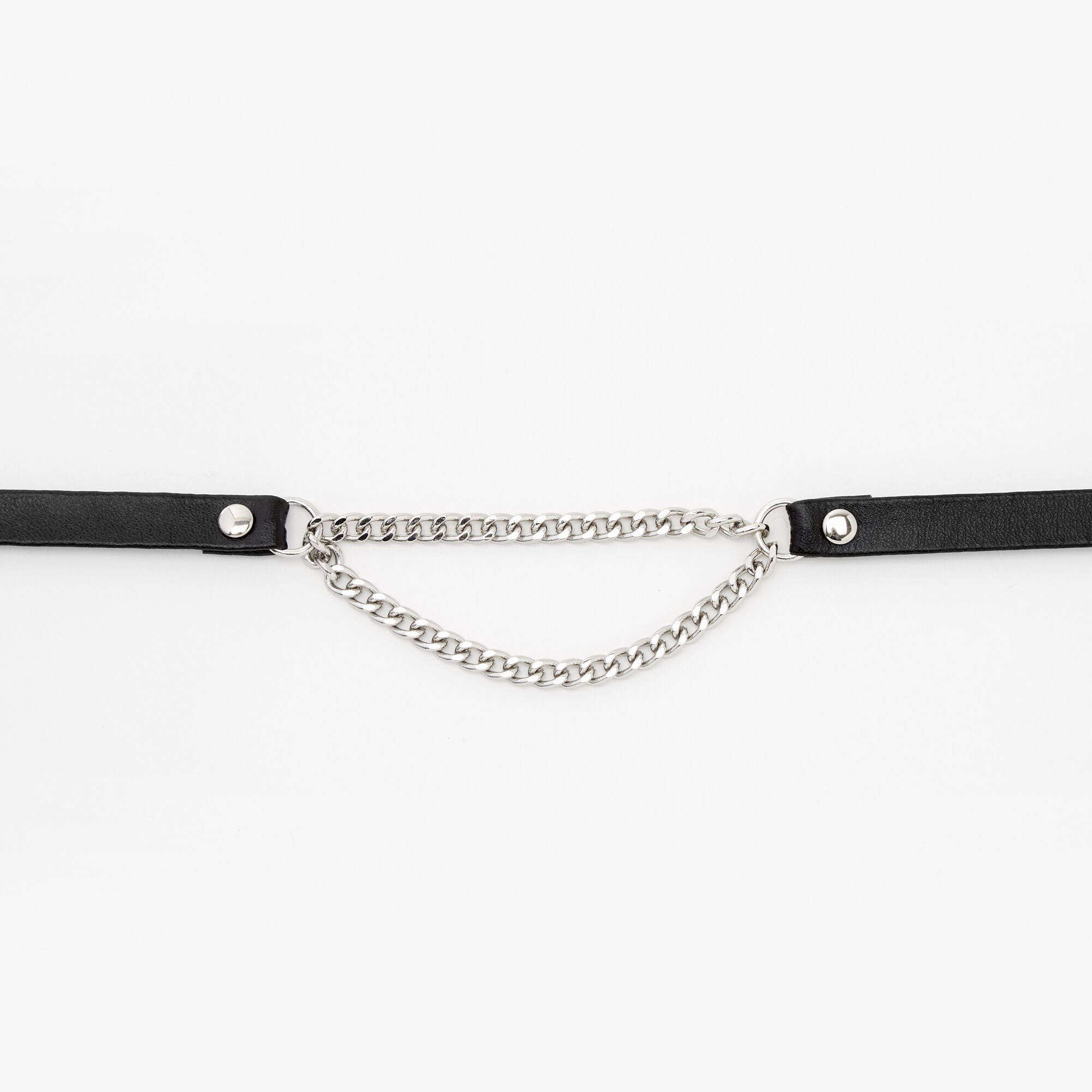 Silver-tone Biker Chain Choker Necklace,