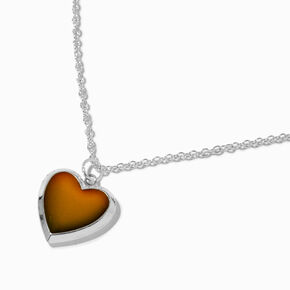 Silver-tone Mood Heart Locket Pendant Necklace,
