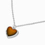 Silver-tone Mood Heart Locket Pendant Necklace,