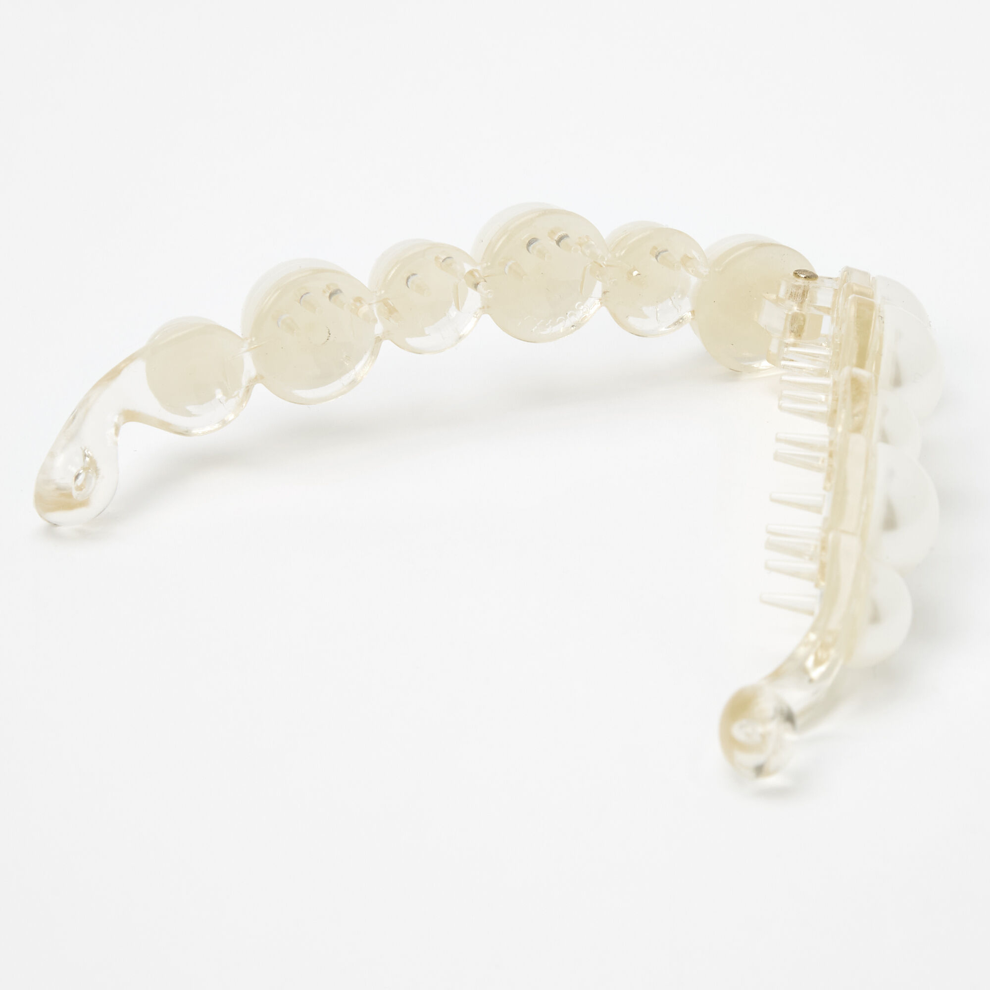 Faux Pearl Banana Hair Claw - Ivory,
