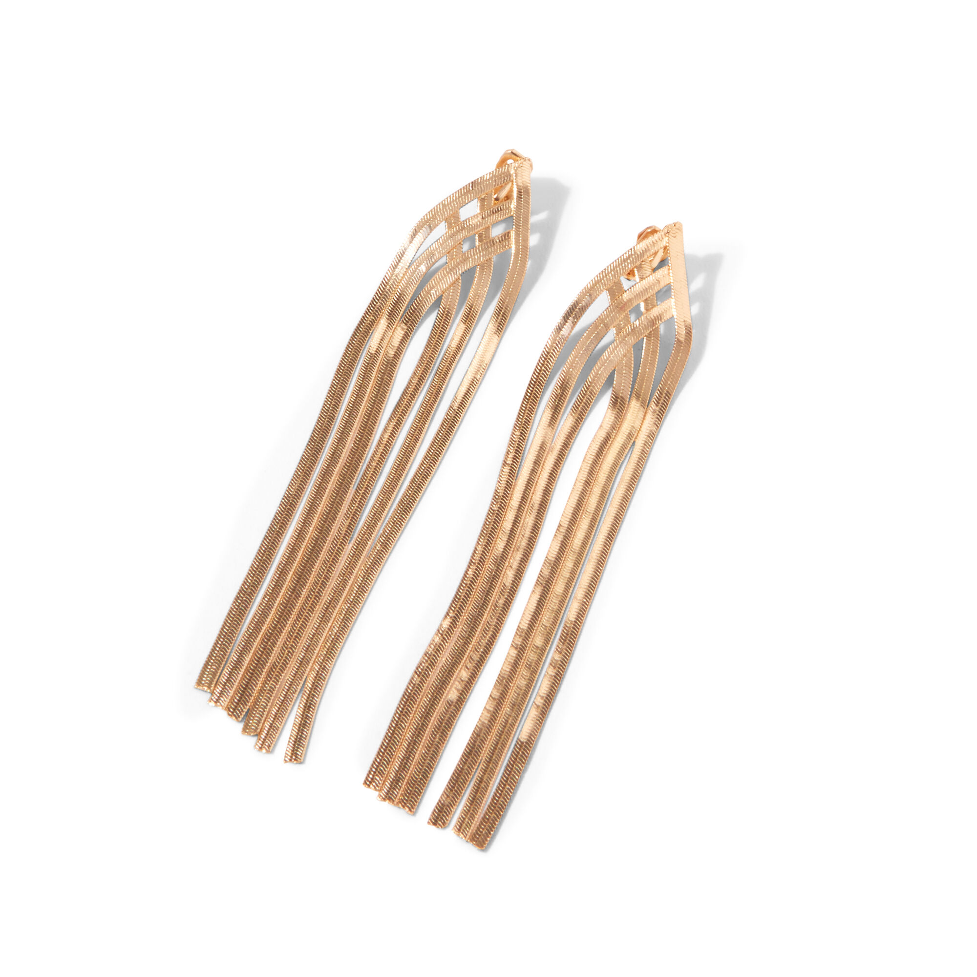 View Claires 45 Snake Chain Linear ClipOn Drop Earrings Gold information