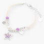 Silver Glow In The Dark Star Multi Strand Bracelet,