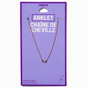 Gold-tone Stainless Steel Single Crystal Chain Anklet,