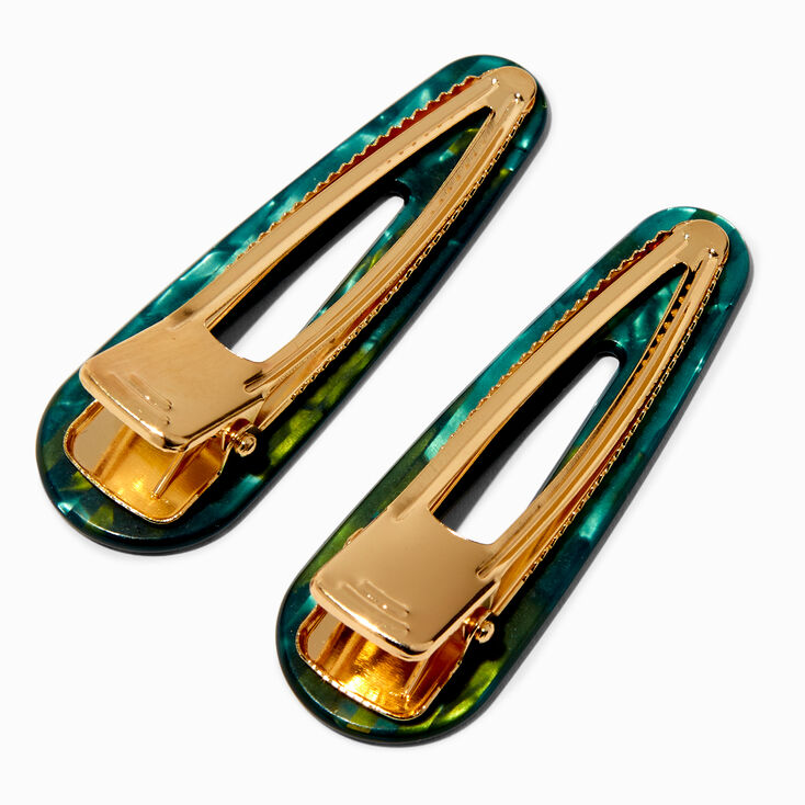 Green Acrylic Hair Clips - 2 Pack,