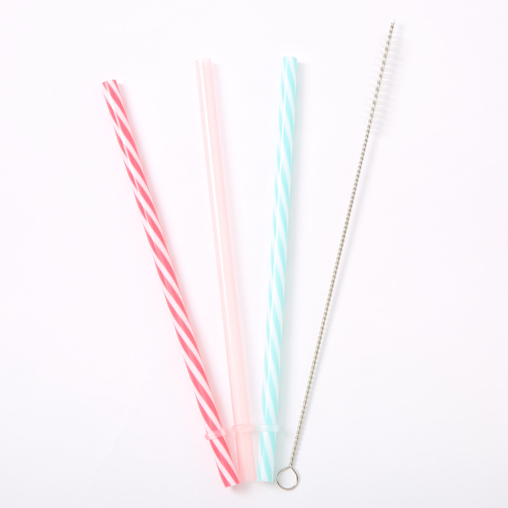 Striped Reusable Plastic Straws - 3 Pack | Claire's US