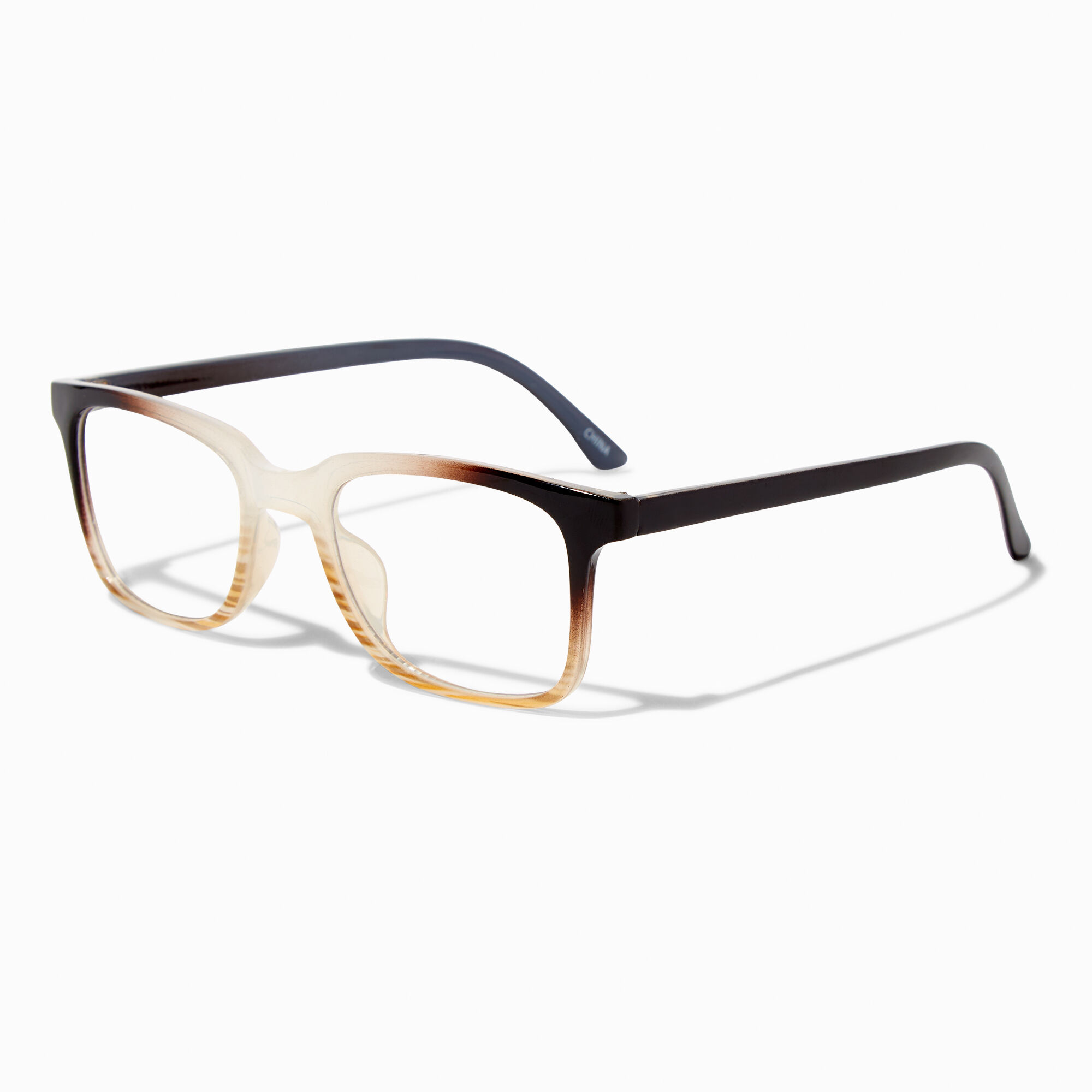 View Claires Ombre Rectangle Clear Lens Frames Brown information