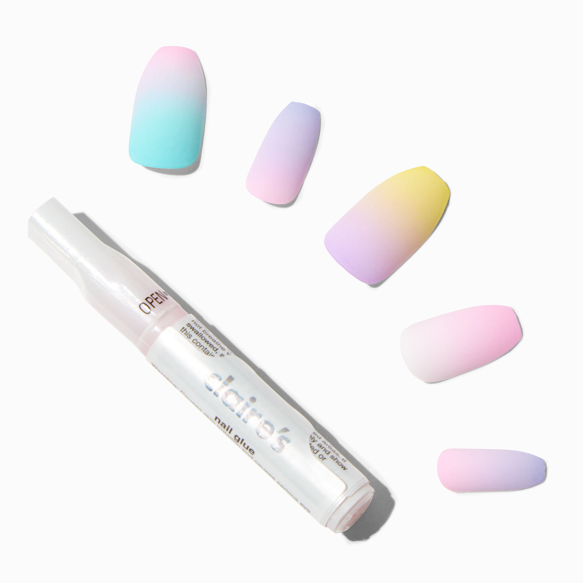 Pastel Ombre Coffin Vegan Faux Nail Set - 24 Pack,