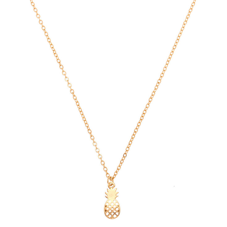 Gold Filigree Pineapple Pendant Necklace,