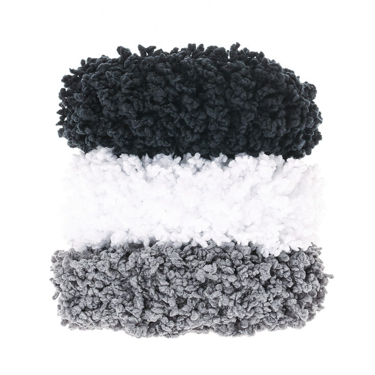 Small Neutral Fuzzy Hair Scrunchies - 3 Pack,