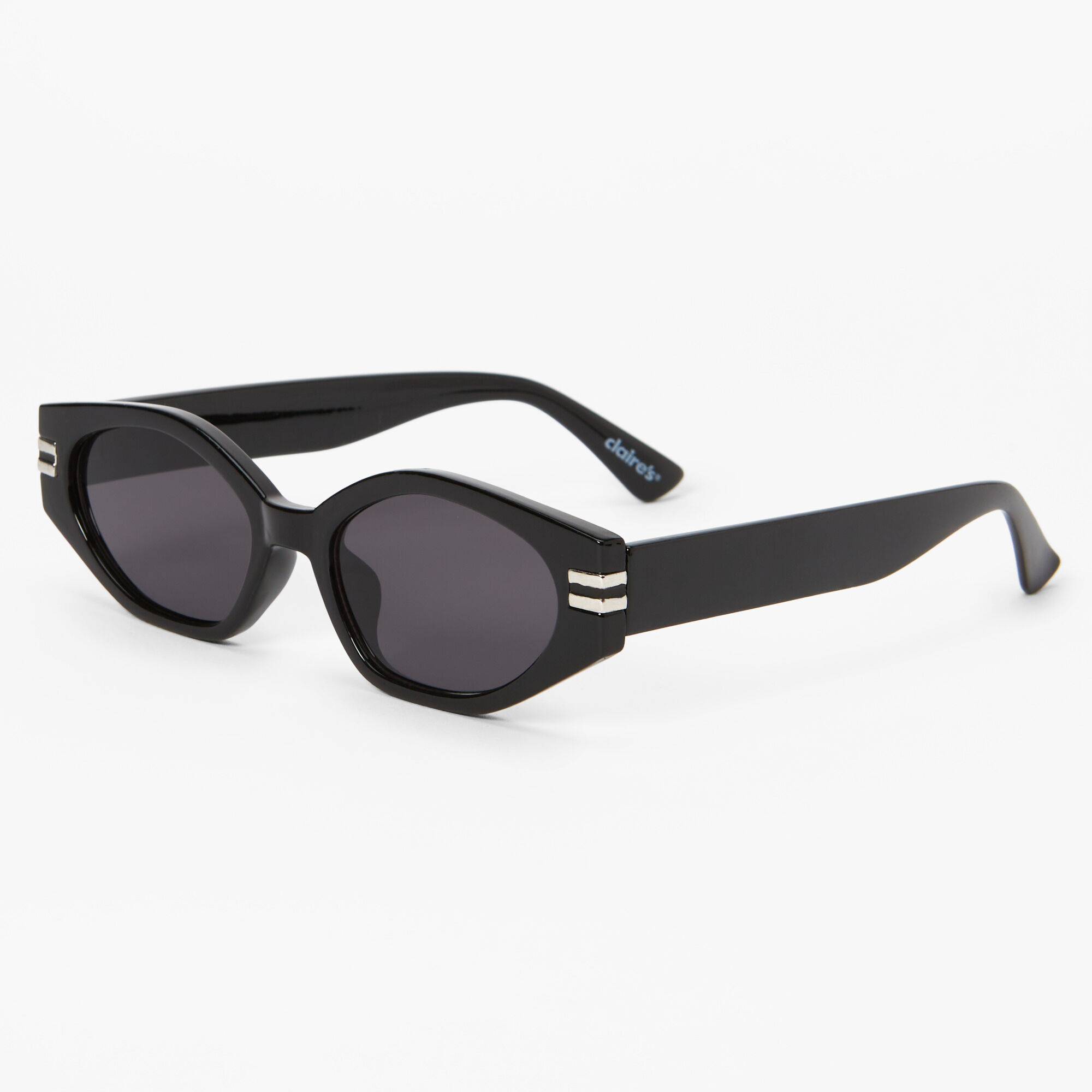 Claire's Lunettes de soleil rétro rectangulaires noires