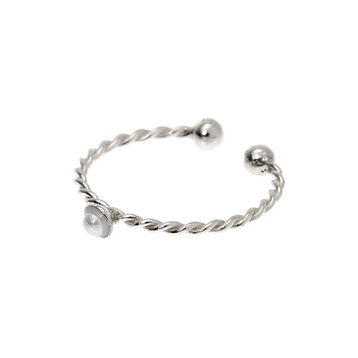 Sterling Silver Twisted Pearl Faux Hoop Nose Ring Claire S
