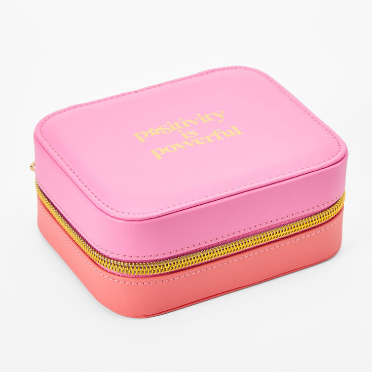 Positivity is Power Pink Two Tone Travel Jewelry Holder,