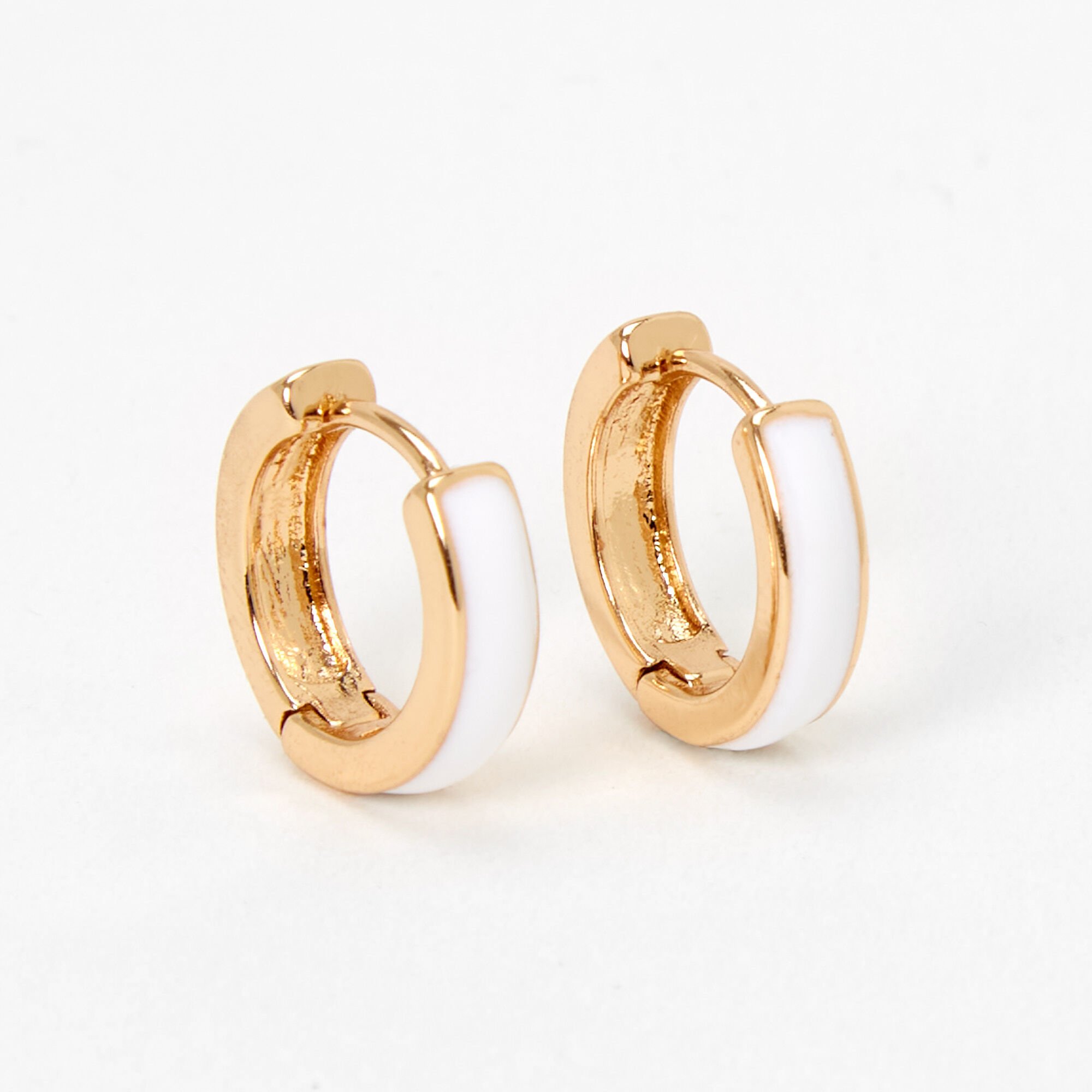 White enamel hoop earrings store