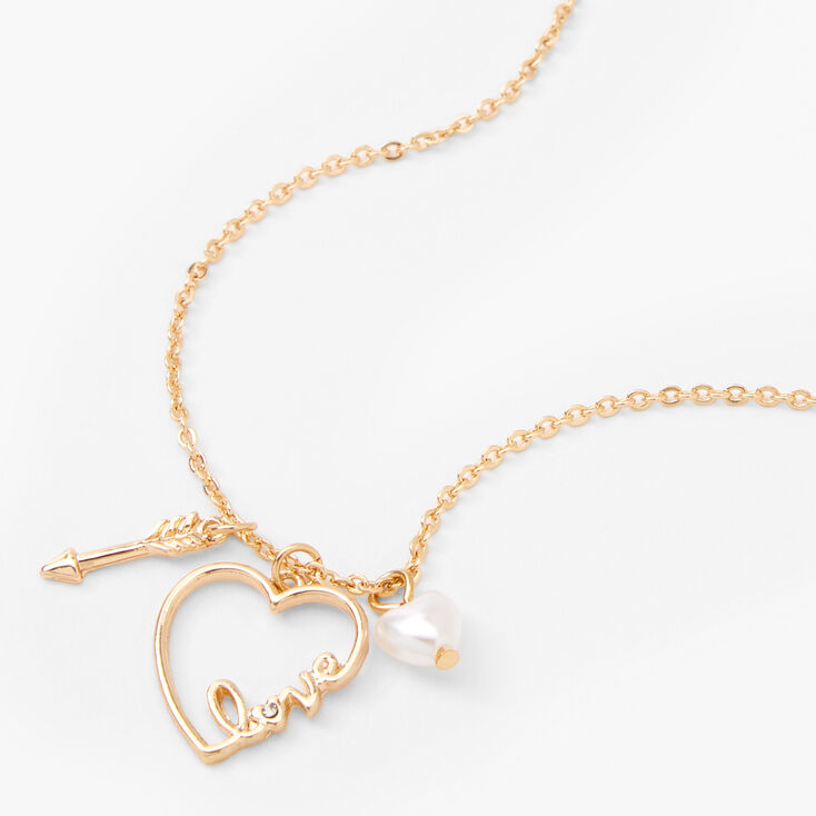 Gold Love Heart Pendant Necklace,