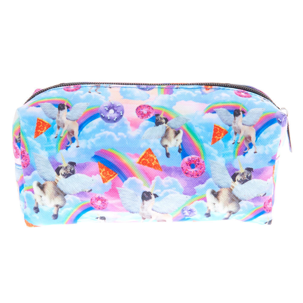 Trousse bleu clair à imprimé Doug the Pug™ licorne,