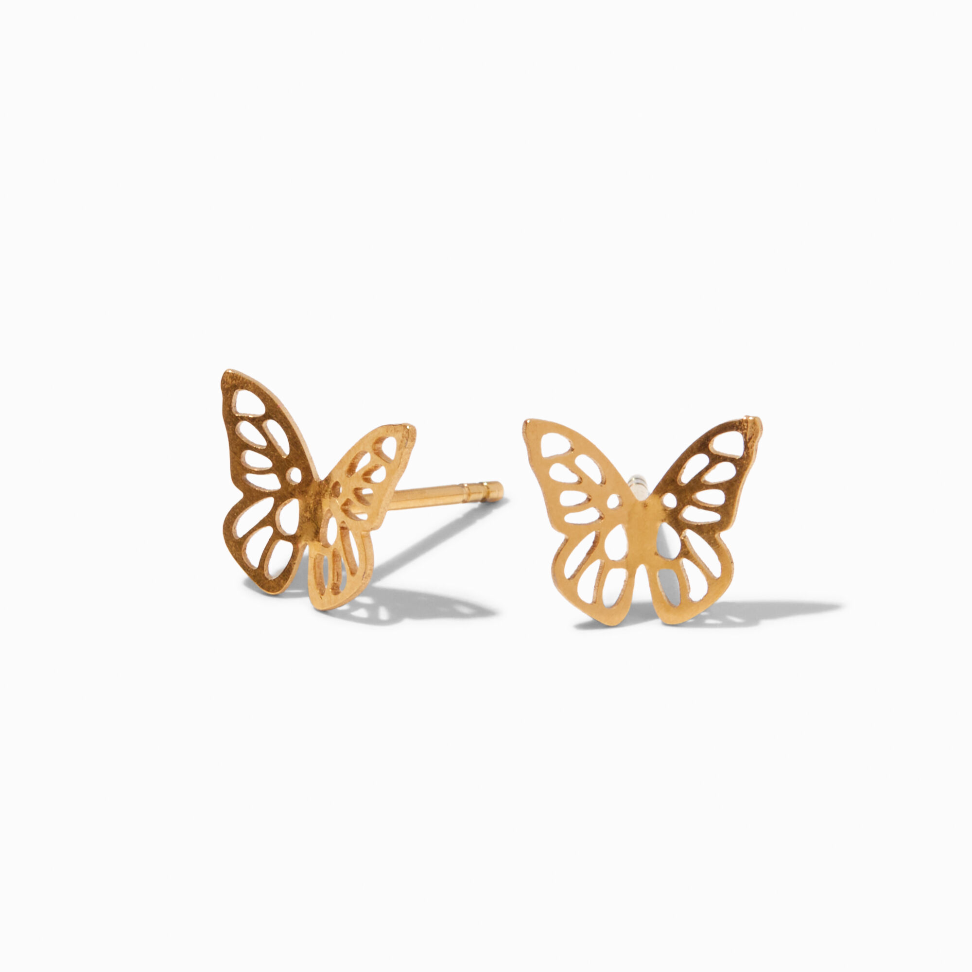 View Claires Titanium Butterfly Stud Earrings Gold information