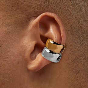 Manchette d&rsquo;oreille de grande taille bicolore en m&eacute;taux mixtes,