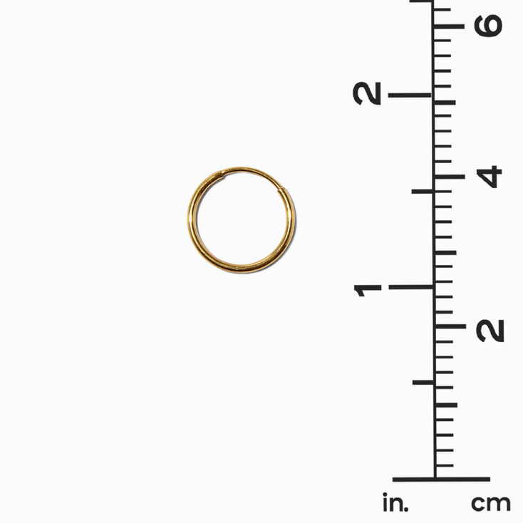 Gold Titanium 12MM Endless Hoop Earrings,