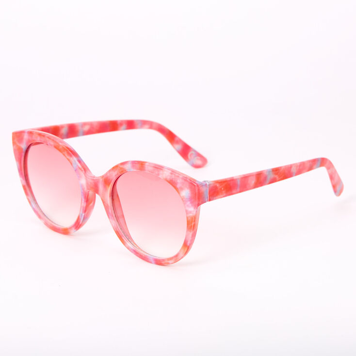 Claire's Lunettes de soleil rondes style mod motif tie-dye - Corail