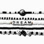 Black &amp; White Dream Beaded Stretch Bracelets - 5 Pack,