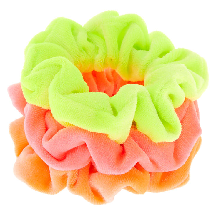 Claire&#39;s Club Small Neon Velvet Hair Scrunchies - 3 Pack,