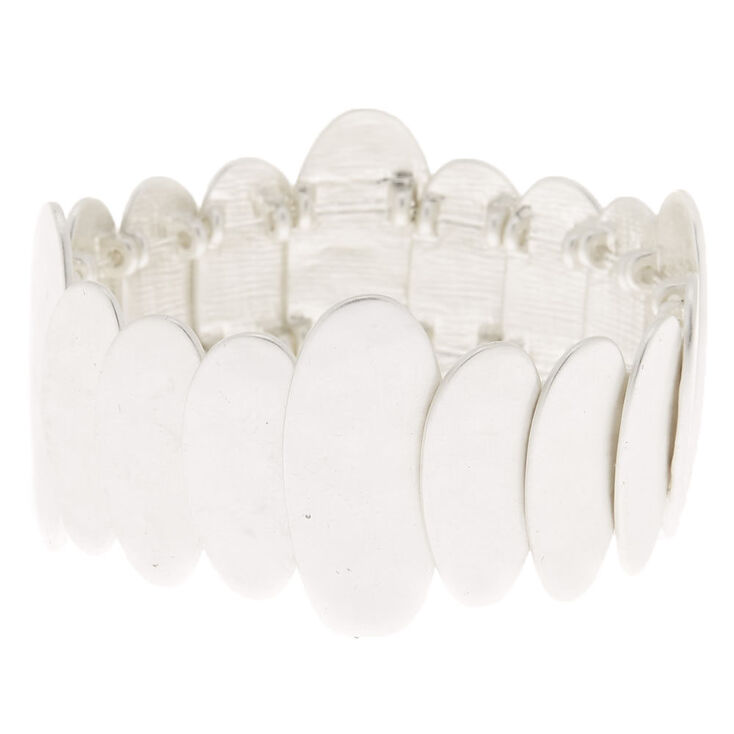 Claire's Bracelet élastique motif galet couleur argenté effet brossé